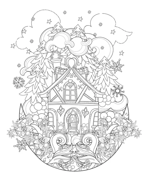 Vektör sevimli Noel masal şehir doodle.