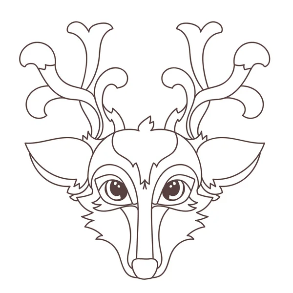 Cabeza de ciervo dibujada a mano — Vector de stock