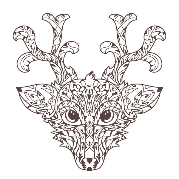 Tête de cerf dessinée à la main — Image vectorielle