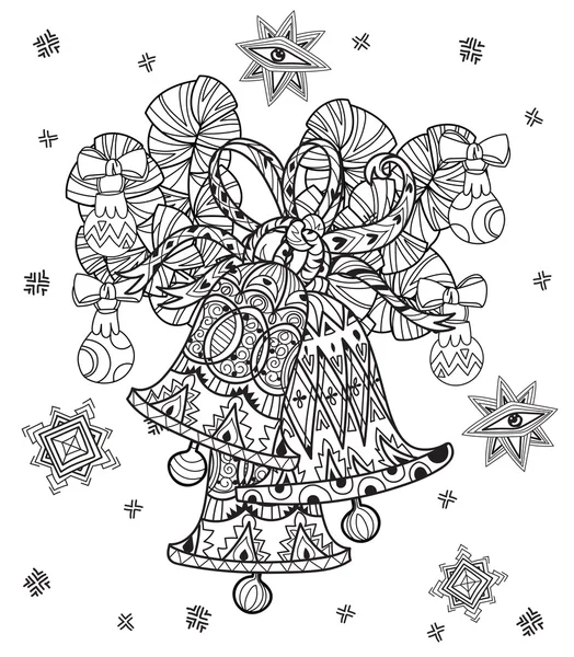 Διάνυσμα doodle χαριτωμένο νεράιδα Χριστούγεννα καμπάνες — Διανυσματικό Αρχείο