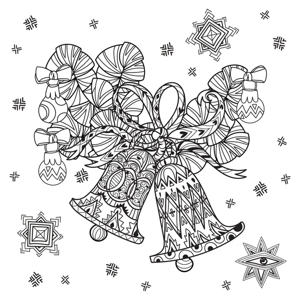 Vecteur mignon fée doodle Noël cloches — Image vectorielle