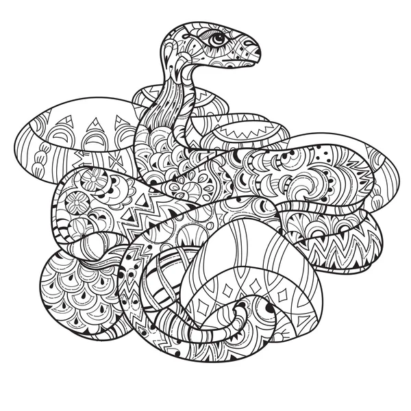 Esquema garabato dibujado a mano anaconda . — Vector de stock