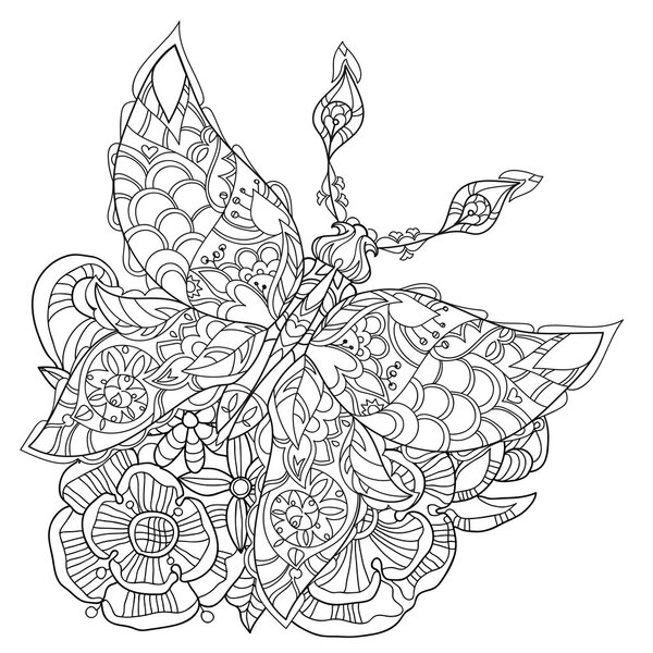 Stylized tropical lace butterfly of paradise.