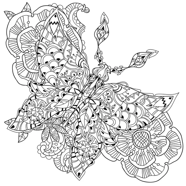 Стилизованная тропическая кружевная бабочка рая . — стоковый вектор