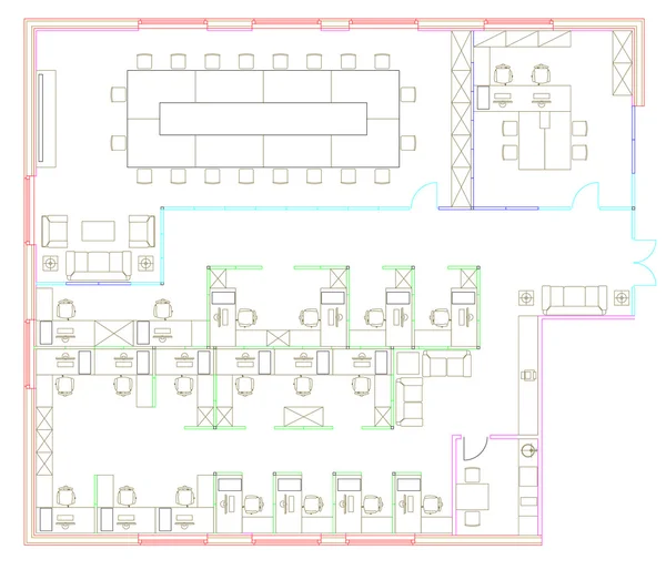 Conjunto de símbolos de muebles de oficina estándar — Vector de stock