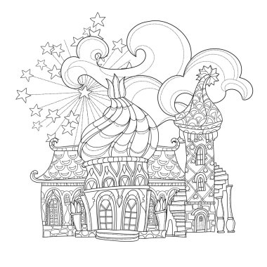 Vektör sevimli Noel masal şehir doodle.