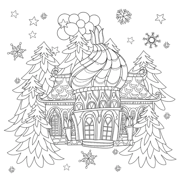 Vector lindo cuento de hadas de Navidad ciudad doodle . — Vector de stock