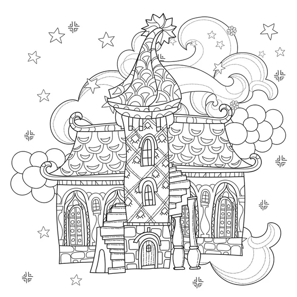 Vector lindo cuento de hadas de Navidad ciudad doodle . — Vector de stock