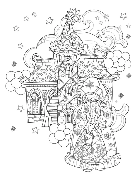 Vector bonito Natal conto de fadas cidade doodle . —  Vetores de Stock