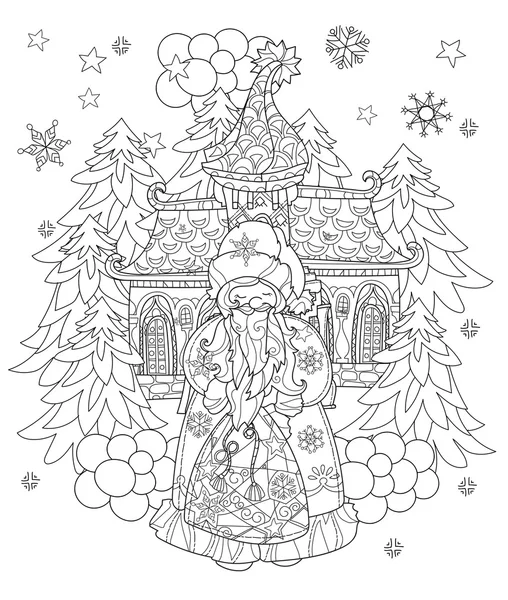 Vector lindo cuento de hadas de Navidad ciudad doodle . — Vector de stock