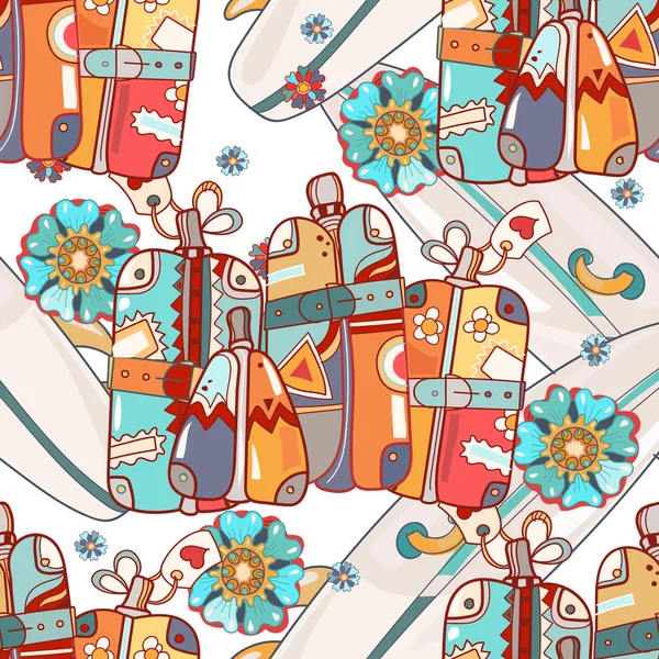 Reisetaschen und Koffer, Vektor handgezeichnetes Illustrationsset — Stockvektor