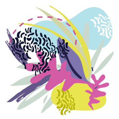 Soyut çiçek elementleri kağıt kolajı