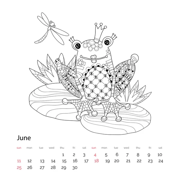 Schattig Frog Prince in kroon met lotus. — Stockvector