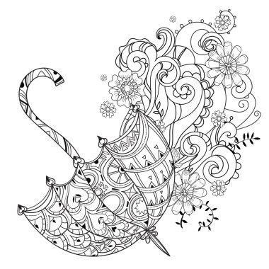 Elle çizilmiş doodle anahat şemsiye