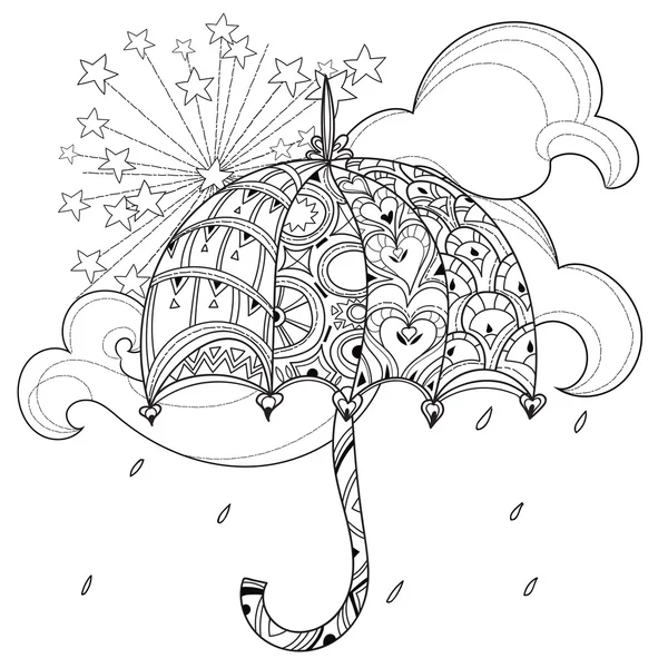 Parapluie contour griffonné dessiné à la main — Image vectorielle