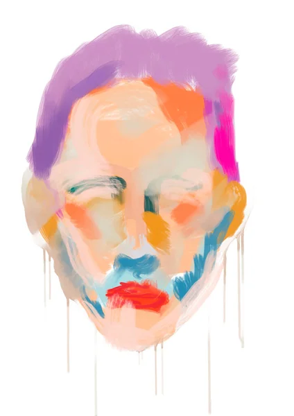 Рука малювання чоловіків обличчям в абстрактному сучасному стилі . — стокове фото
