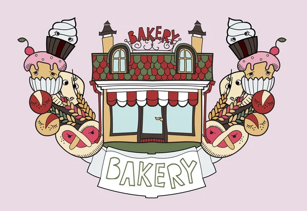 Bakery shop doodles — Stock Vector