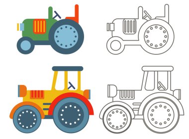 Doodle retro tarım traktörleri .