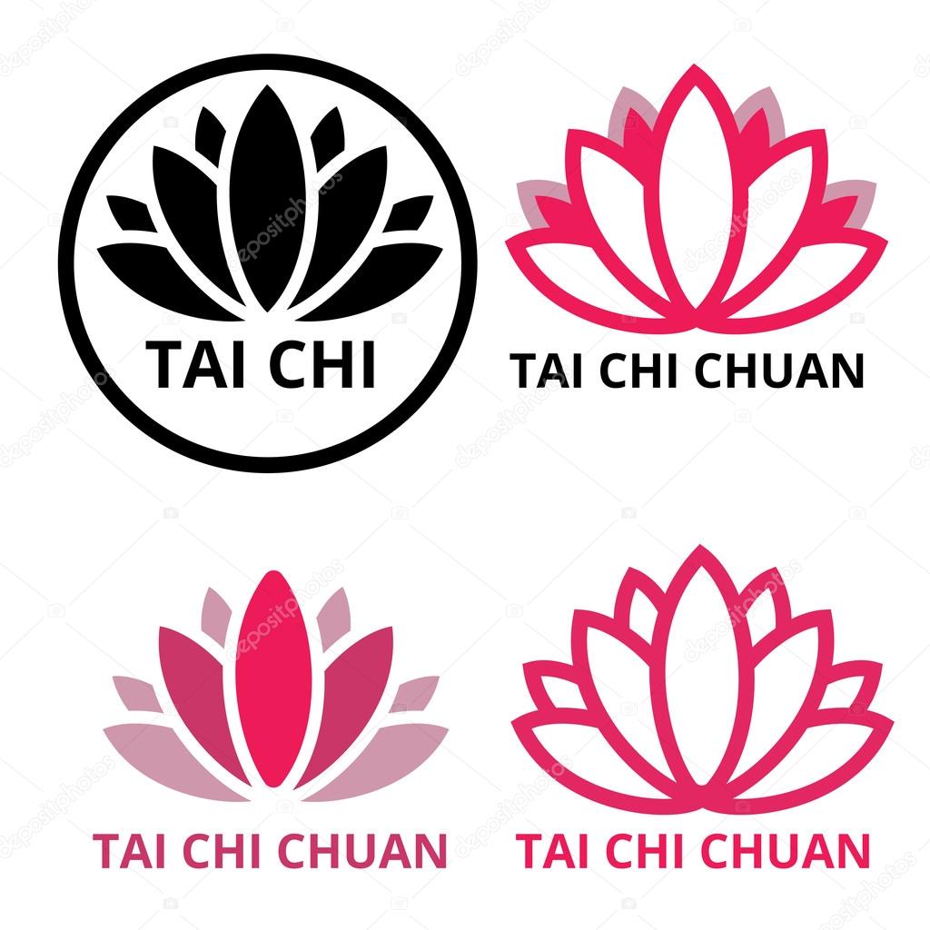 Tai chi chuan logo lotus in pink and black.