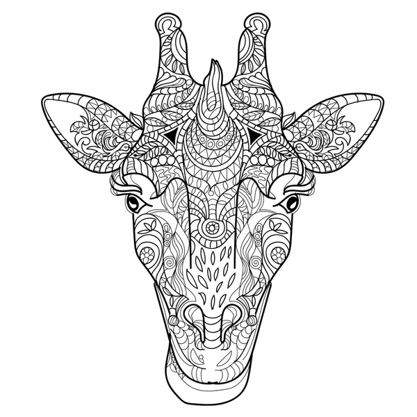 Giraffe hoofd doodle — Stockvector