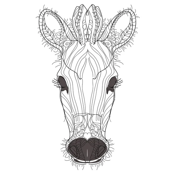 Schets, doodle, hand getekende illustratie van zebra. — Stockvector