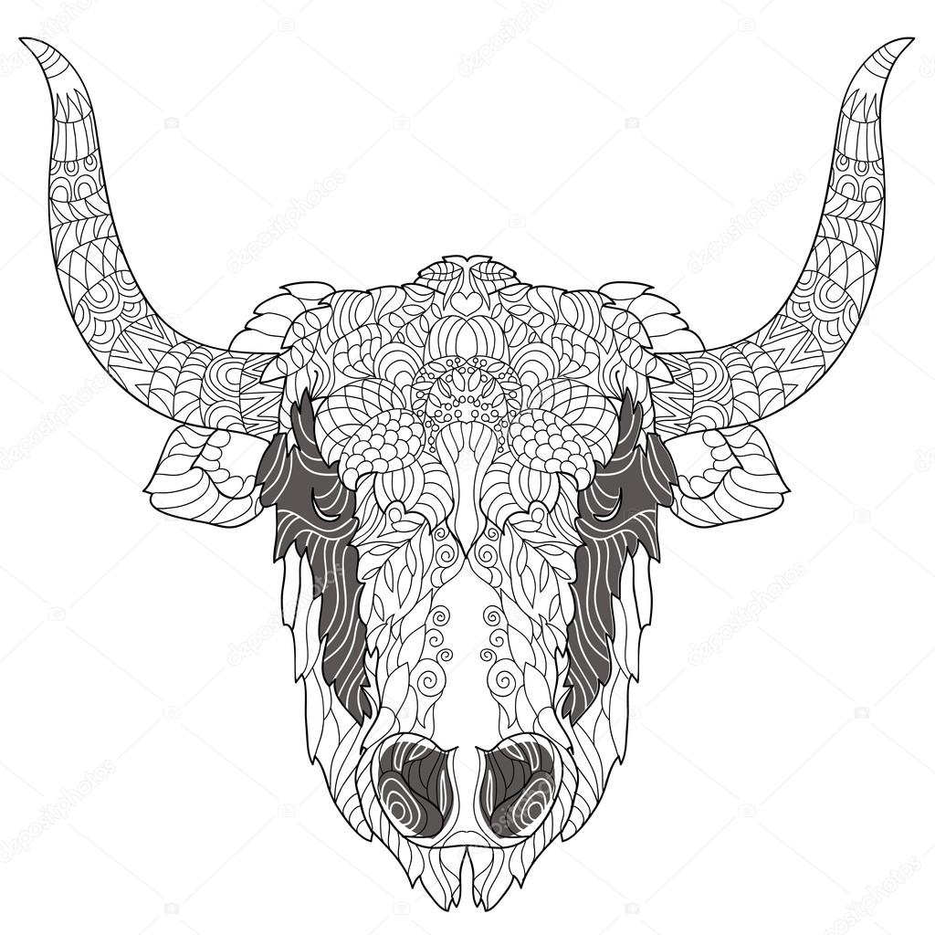Yak head doodle with black nose.