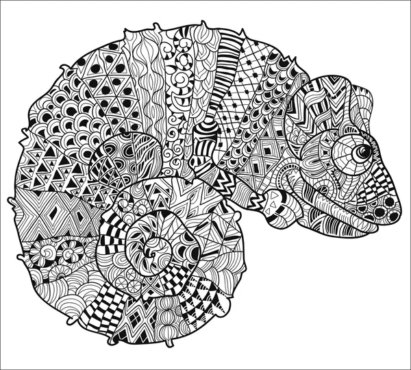 Esquema de garabato dibujado a mano camaleón . — Archivo Imágenes Vectoriales