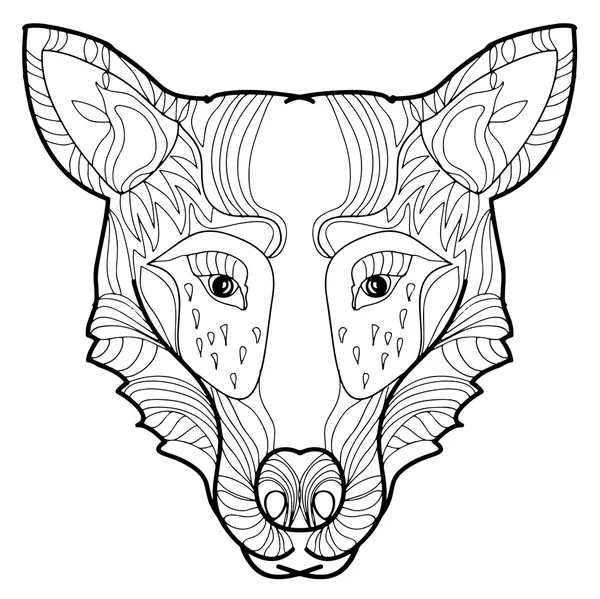 Vetor ilustração doodle desenhado à mão lobo . — Vetor de Stock