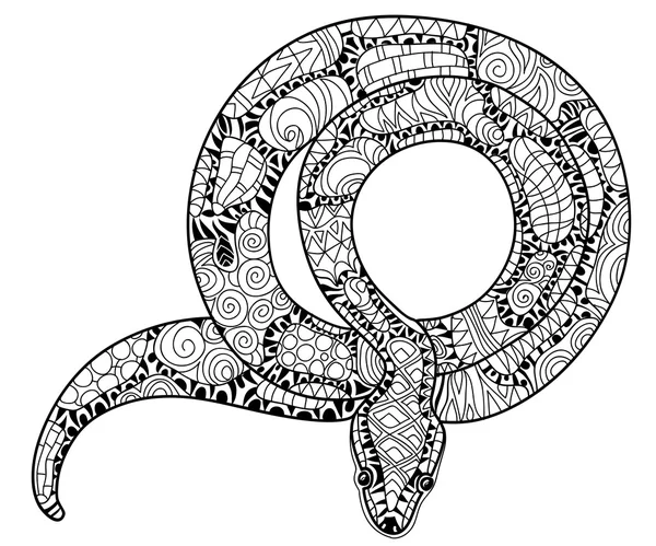 Hand getrokken doodle overzicht anaconda. — Stockvector