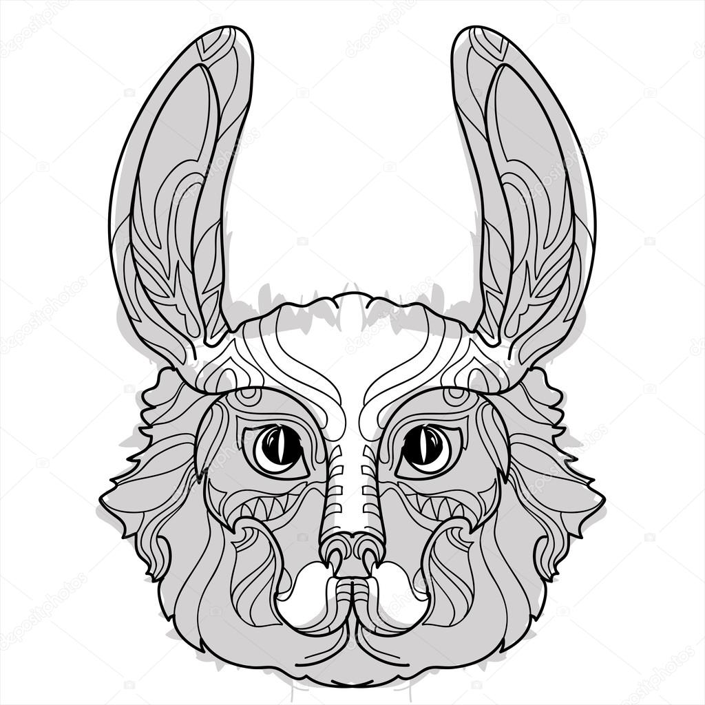 Rabbit head doodle with black nose.