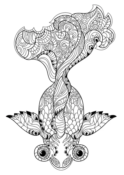 Zentangle stilizált virág Kína hal firka — Stock Vector