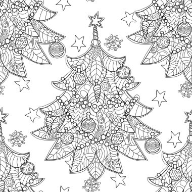 Mutlu Noelzentangle köknar ağacı doodle .