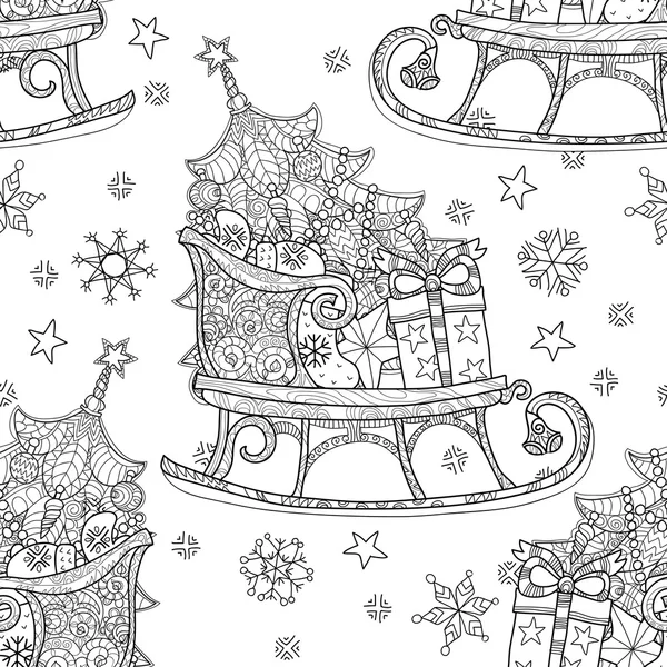 Χέρι που Χριστούγεννα doodle σκίτσο έλκηθρο — Διανυσματικό Αρχείο