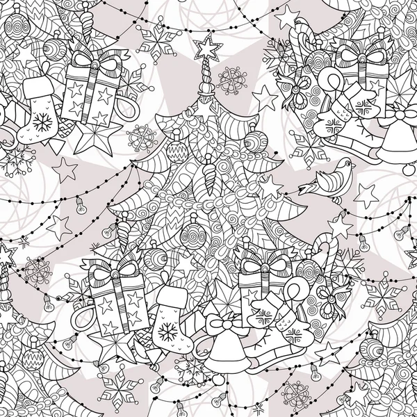 Buon Natale zentangle abete doodle  . — Vettoriale Stock