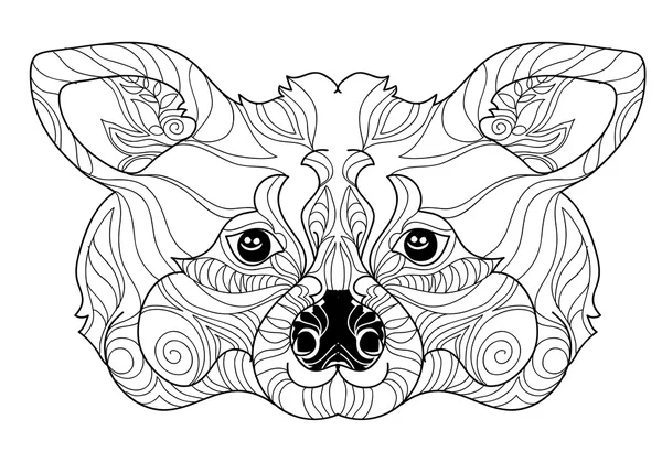 Zentangle mapache cabeza garabato dibujado a mano . — Vector de stock