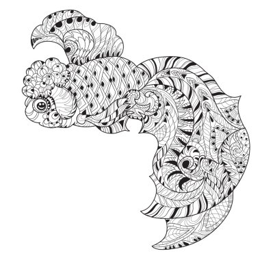 Zentangle stilize çiçek Çin balık doodle.