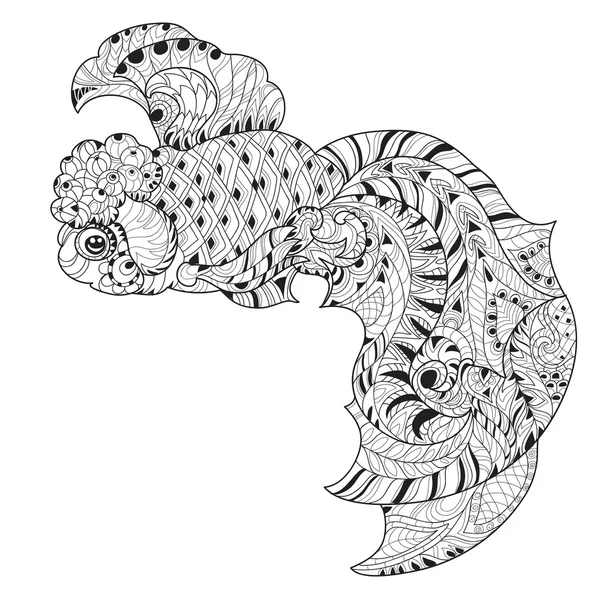 Doodle ψάρια στυλιζαρισμένη floral Κίνα Zentangle. — Διανυσματικό Αρχείο