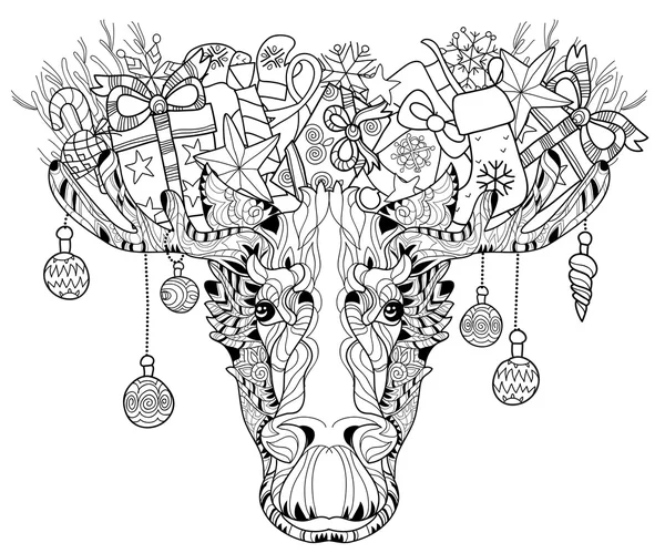 Cabeça de Natal de ilustrações vetoriais em camadas de alce — Vetor de Stock