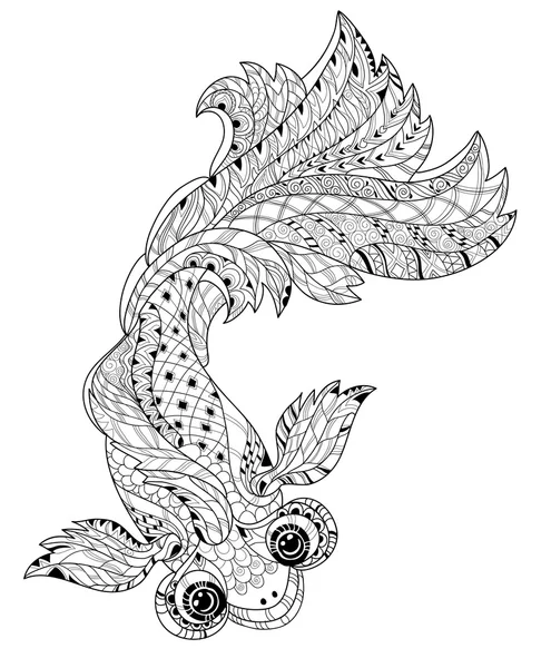 Zentangle estilizado floral china pescado garabato — Archivo Imágenes Vectoriales