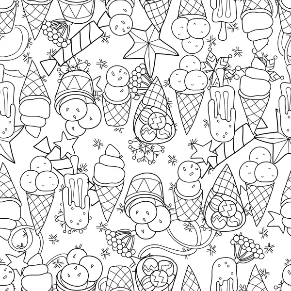 Ice cream  seamless pattern.Hand drawn  vector. — Stock Vector