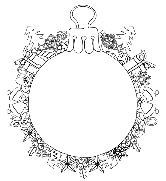 Boule de Noël en verre dessinée à la main sapin doodle — Image vectorielle