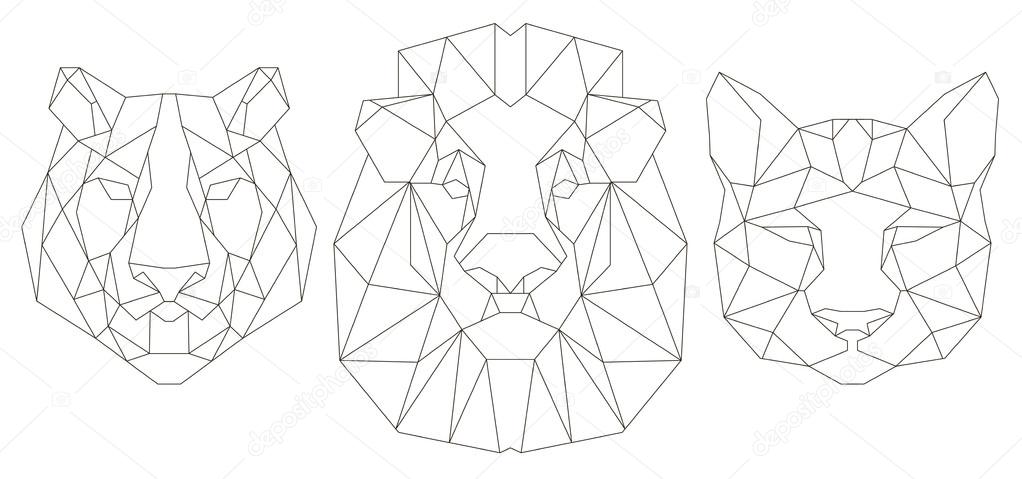 Front view of animal head triangular icon