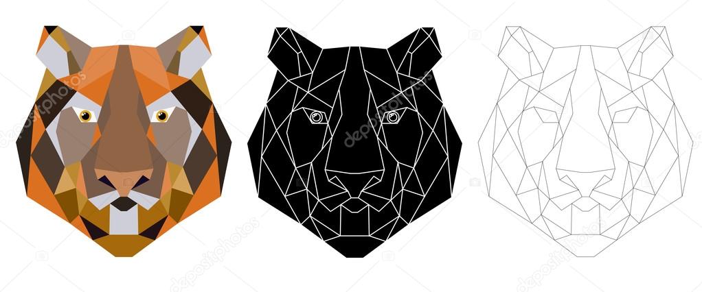 Tiger head triangular icon , geometric trendy.