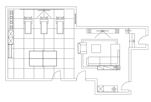 Standard-Möbelsymbole in der Architektur. — Stockvektor