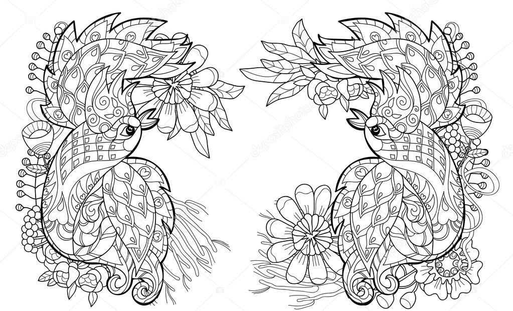 Illustration Vectorielle De Loiseau De Feu Paon Image