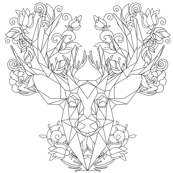 Vista frontal de animal cabeza icono triangular ciervo — Vector de stock