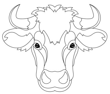 El çizilmiş doodle anahat inek başlığı