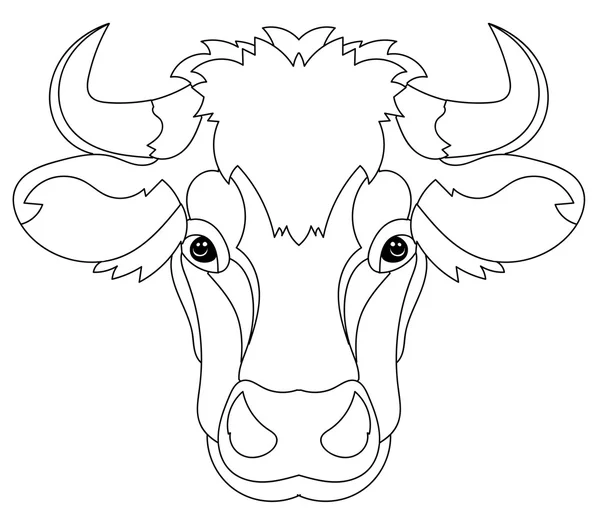 Cabeza de vaca dibujada a mano del contorno del garabato — Vector de stock