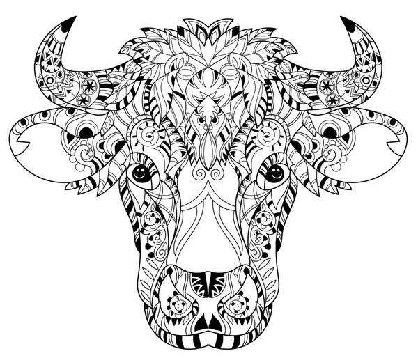 Hand drawn doodle outline cow head — Stock Vector