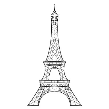 Doodle Eyfel Kulesi. Elle çizilmiş vektör kroki.